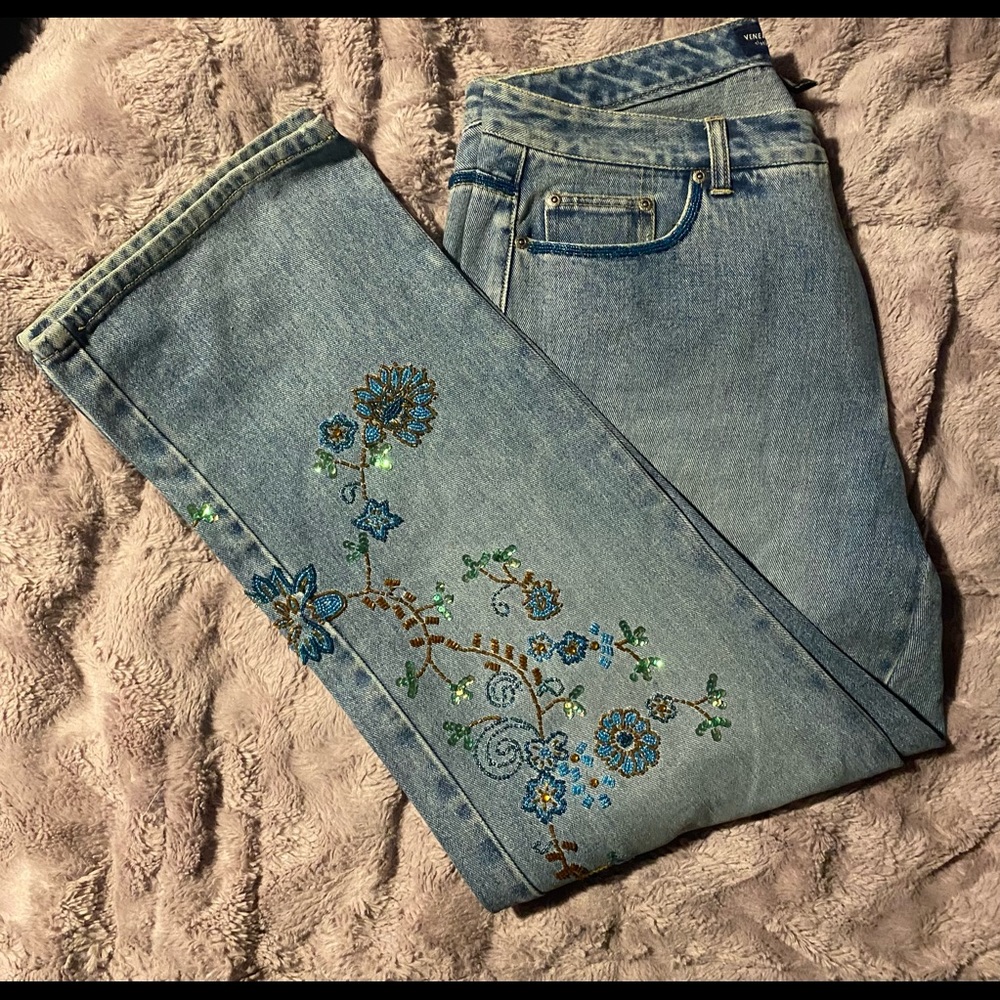 Lane Bryant Venezia Floral Beaded Jeans